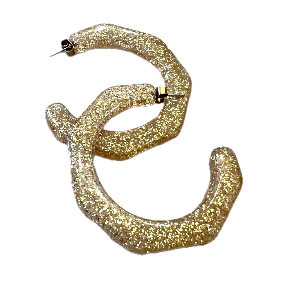 J.CREW Chunky Gold Glitter Resin Hoops